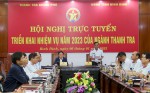 Đ/c Nguyễn Văn Thơm, Chánh Thanh tra tỉnh Bình Định phát biểu tham luận tai Hội nghị trực tuyến triển khai công tác thanh tra năm 2023